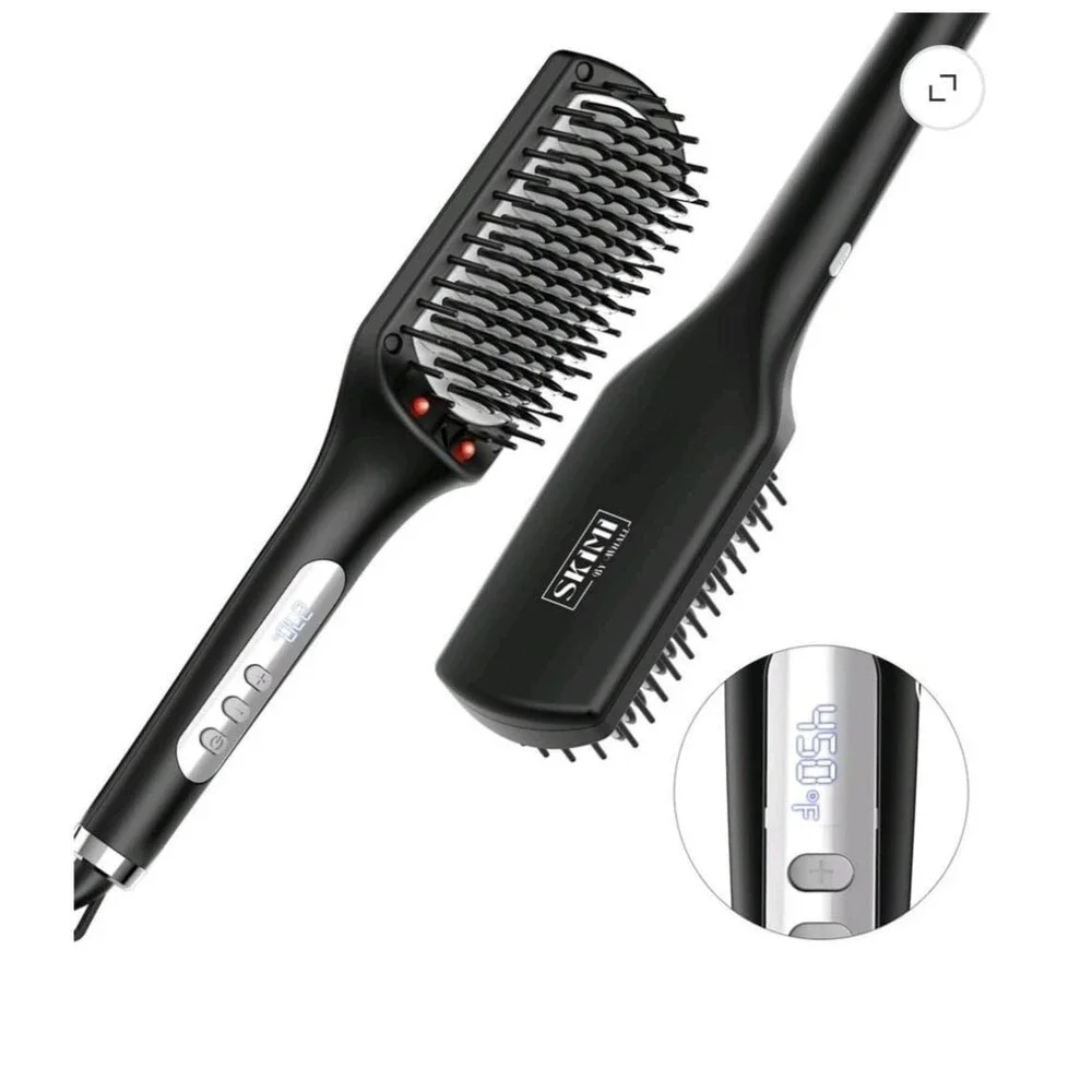 Nicebay by skimi hair straightening brush ionic ceramic LED display Black